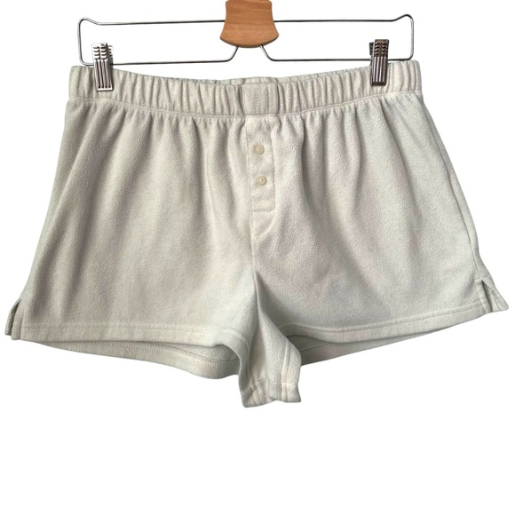 PINK VS Fleece Mini Shorts in Size Medium in Color Light Mint Green almost Cream - Picture 1 of 5